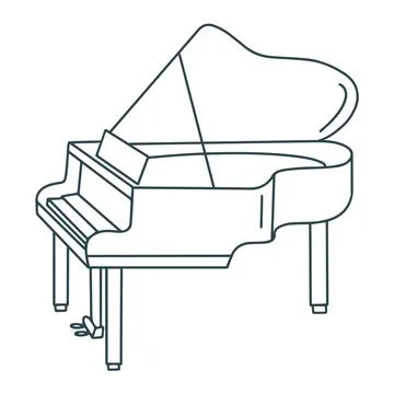Piano isolated doodle illustration vector Stock Illustration