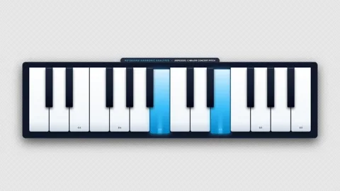 Piano Key Press Ripple Highlight with a soft glow spreading from each 4K Alpha Stock Footage 346594487