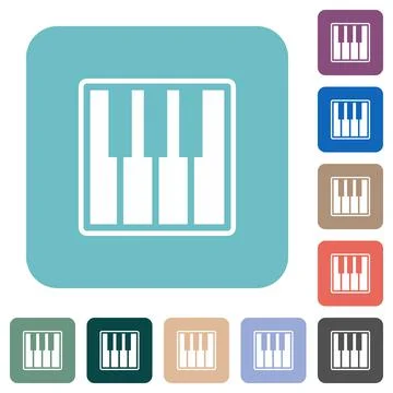 Piano keyboard alternate rounded square flat icons Stock Illustration