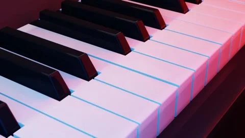 Piano keyboard close-up side slow panning. Black and white piano keys Stock Footage 260936891