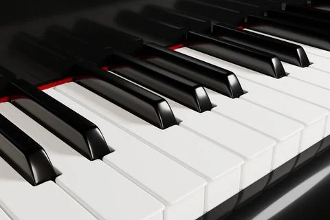 Piano keyboard close up view 3D illustration Stock Illustration