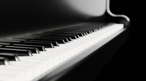 Piano keyboard close up view 3D illustration Stock Illustration