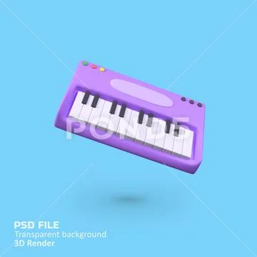 Piano keyboard isolated 3d render icon illustration PSDテンプレート