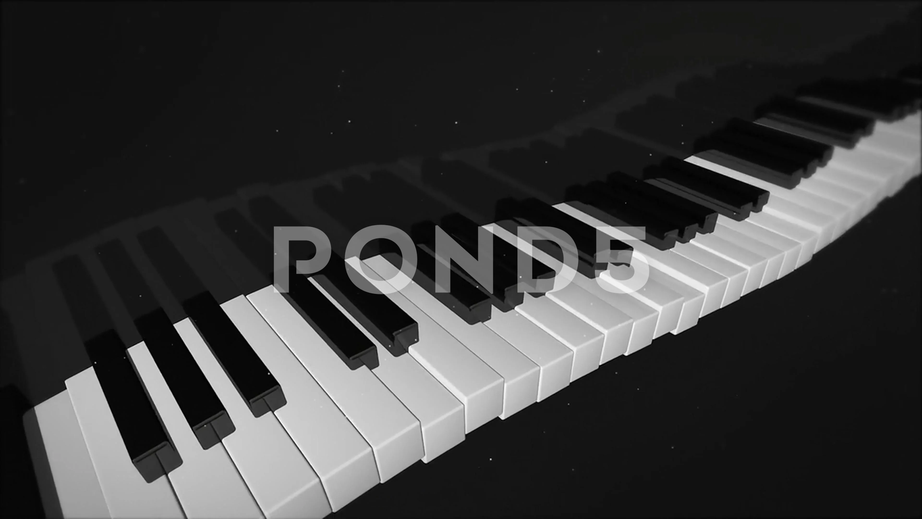 Pianokoskettimet, 3D-animaatio mustalla jaPianokoskettimet, 3D-animaatio mustalla ja  