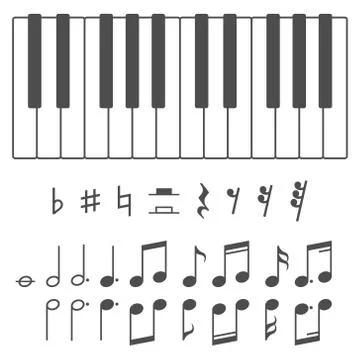 Piano keys and notes vector illustration Illustrazione stock