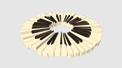 Piano keys arranged in a rotating ring (Seamless Loop, with Alpha Channel) Stock Footage 332970091