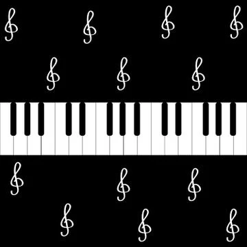 Piano keys on black background Stock Illustration