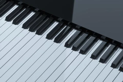 Piano keys with dark background, 3d rendering. Stock Illustration