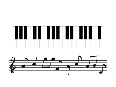 Piano keys with different musical notes vector illustration Illustrazione stock