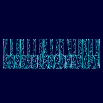 Piano keys low poly triangulation triangulated polygonal electric cyan blue v Stock Illustration