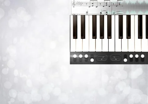 Piano keys with notes and effects App Interface Stock Illustration