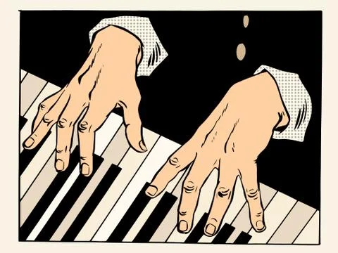 Piano keys pianist hands Stock Illustration