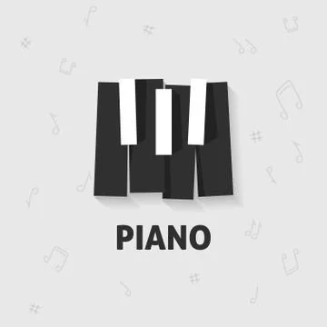 Piano keys vector flat black and white, keyboard Stock Illustration