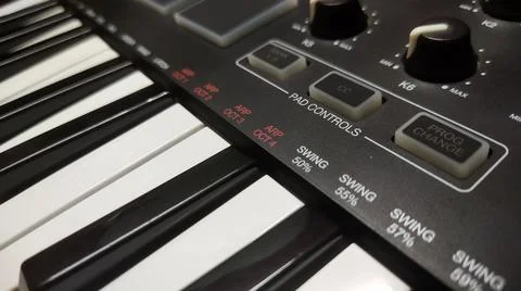 Piano with Knobs &amp; Drumpads 스톡 사진