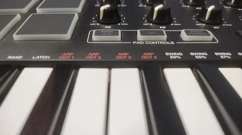 Piano with Knobs &amp; Drumpads 스톡 사진