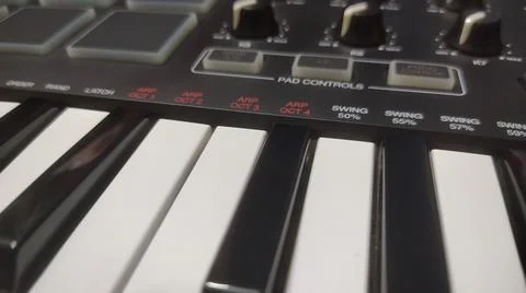 Piano with Knobs &amp; Drumpads 스톡 사진