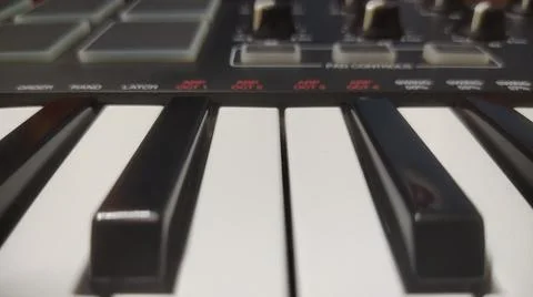 Piano with Knobs &amp; Drumpads 스톡 사진