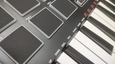 Piano with Knobs &amp; Drumpads 스톡 사진