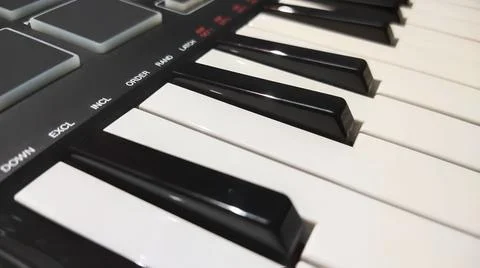 Piano with Knobs &amp; Drumpads 스톡 사진