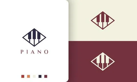 Piano learning logo or icon in a minimalist and modern style Stock Illustration