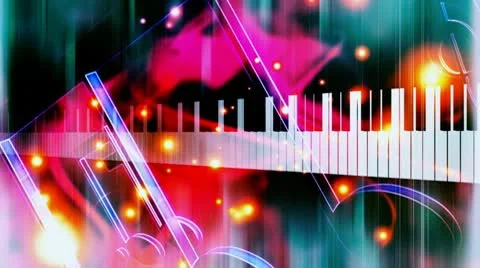 Piano Music Looping Animated Background Stock Footage
