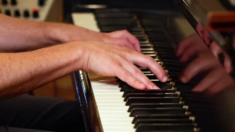 Piano Performance Close Up In Studio Stock Footage 257854597