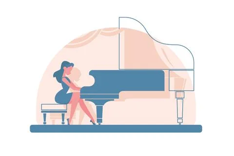 Piano Performance on Stage Stock Illustration