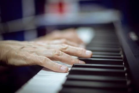Piano player close up hands Stock Photos