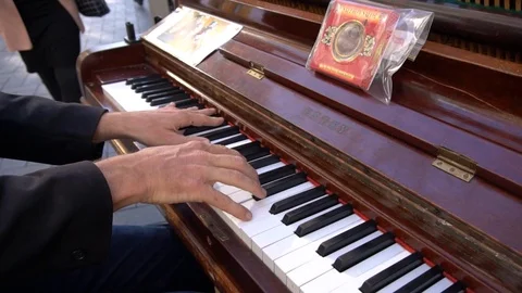 Piano player, close-up, slow motion Stock Footage 94010214