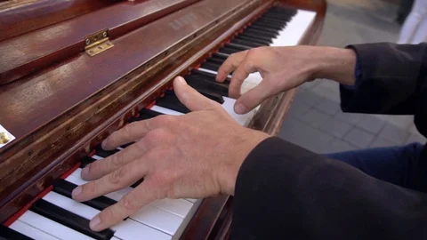 Piano player, close-up, slow motion Stock Footage 94010224