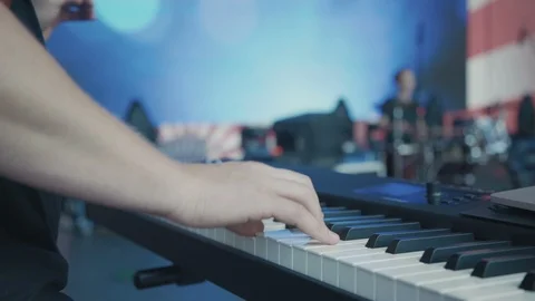 Piano player on stage Stock Footage 94857258