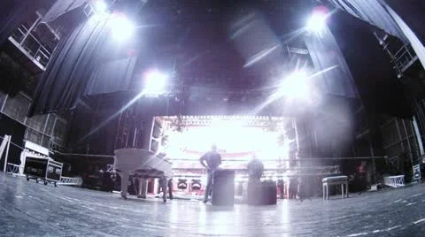 Piano stands in front of workers of scene dismantling scenery Video stock 11551428