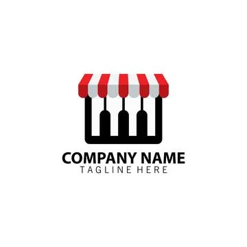Piano store logo design vector Stock Illustration