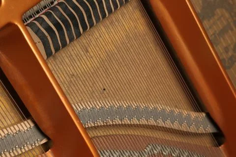 Piano strings. Close up Stock Photos