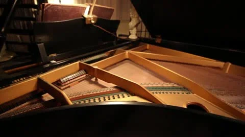Piano Strings - Dolly Track Slider Stock Footage 10916542