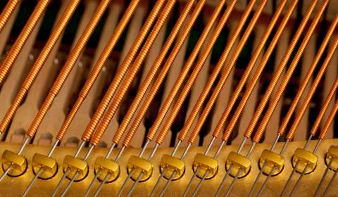 Piano strings in macro Stock Photos