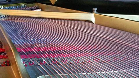 Piano strings, with open tail Stock Photos
