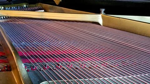 Piano strings, with open tail Stock Photos