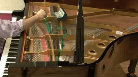 PIANO TUNING (view from side) - HD Stock Footage 12666719