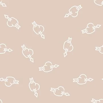 Piarced heart line vector seamless pattern isolated Stock Illustration