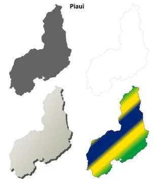 Piaui blank outline map set イラスト素材