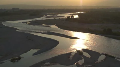Piave river at sunset Stock Footage 68088262