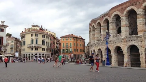 Piazza Bra in Verona Stock Footage 76144537