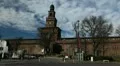 Piazza Castello, Sforzesco Castle, The central tower, Torre del Filarete, Milan HD Footage
