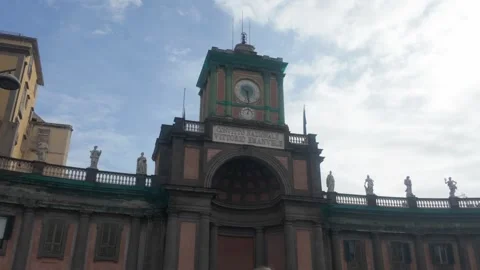 Piazza Dante Clock Tower - Architecture in Public Square. Stock Footage 328352671