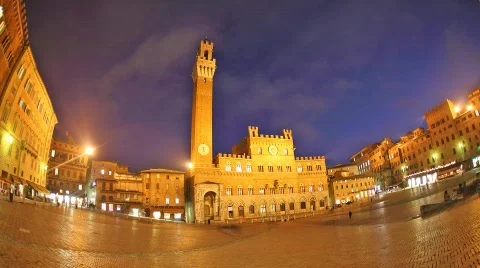 Piazza del Campo time lapse night Видео 590063