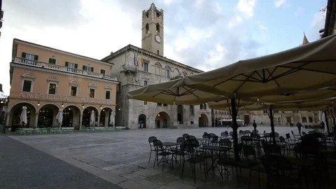 Piazza Del Popolo, Ascoli Piceno Stock Footage 75001853
