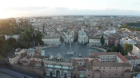 Piazza del Popolo, Pincio, Via del Corso, and Rome’s Skyline (LUT) Stock Footage 305163686
