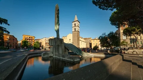 Piazza del sacrario di Viterbo Stock Footage