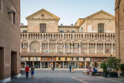 Piazza della Cattedrale the central square of Ferrara, Italy Stock Photos